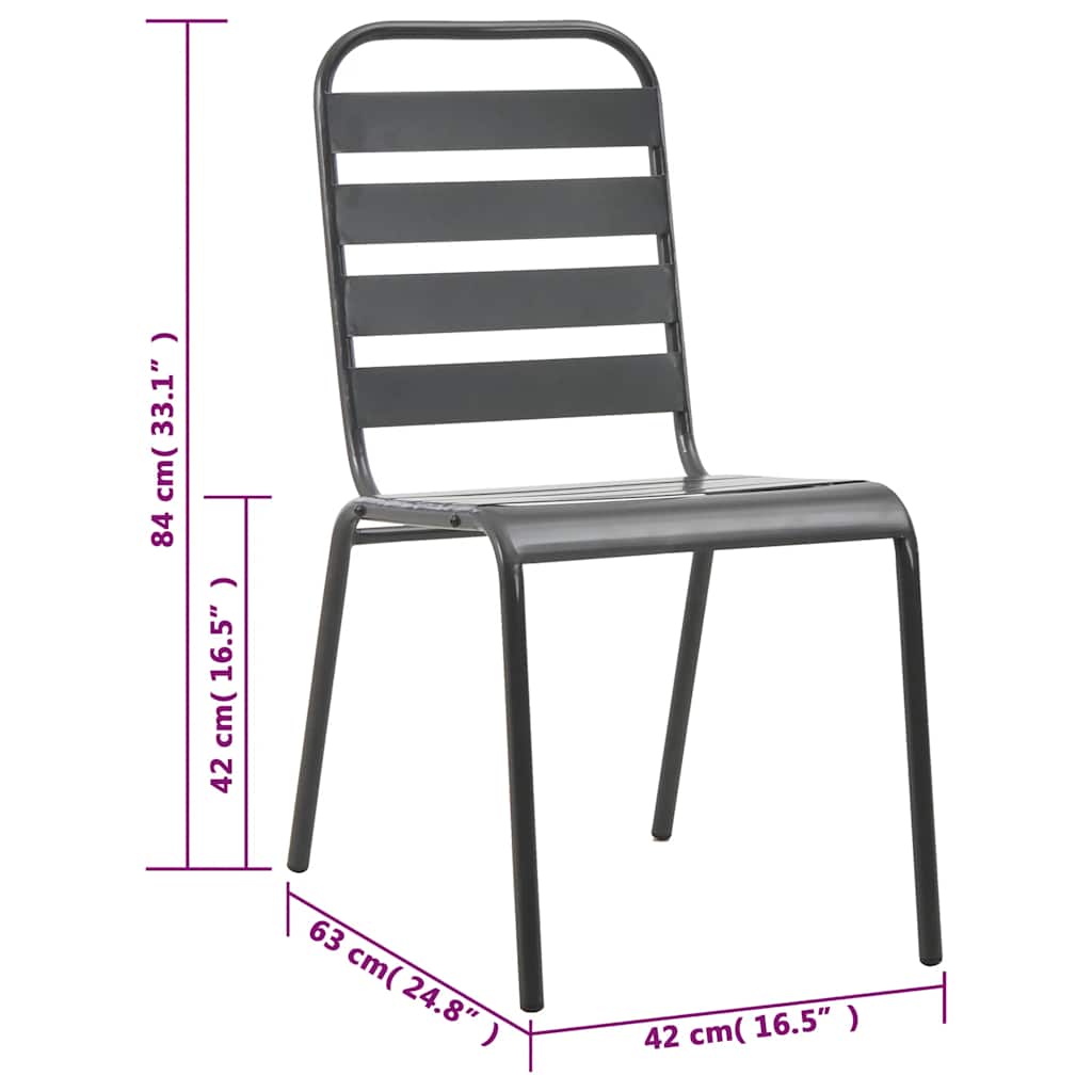 Set da Pranzo da Giardino 7 pz in Acciaio Grigio Scuro