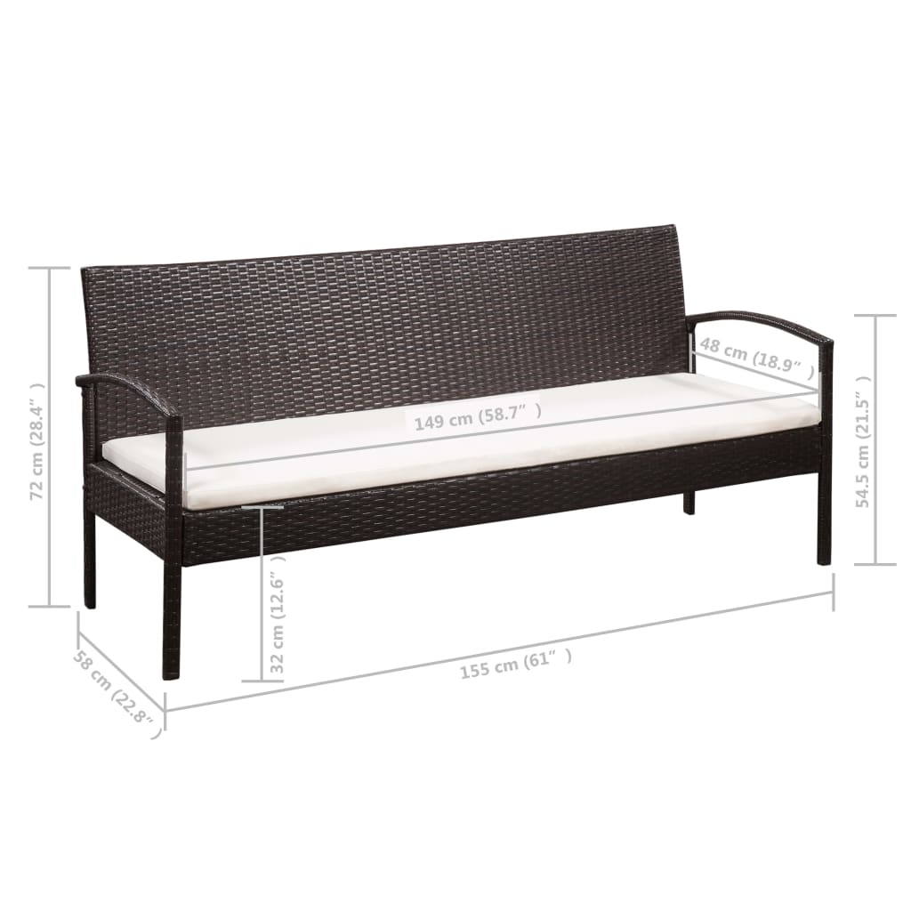 Set Divani da Giardino 5 pz con Cuscini in Polyrattan Marrone | homemem39