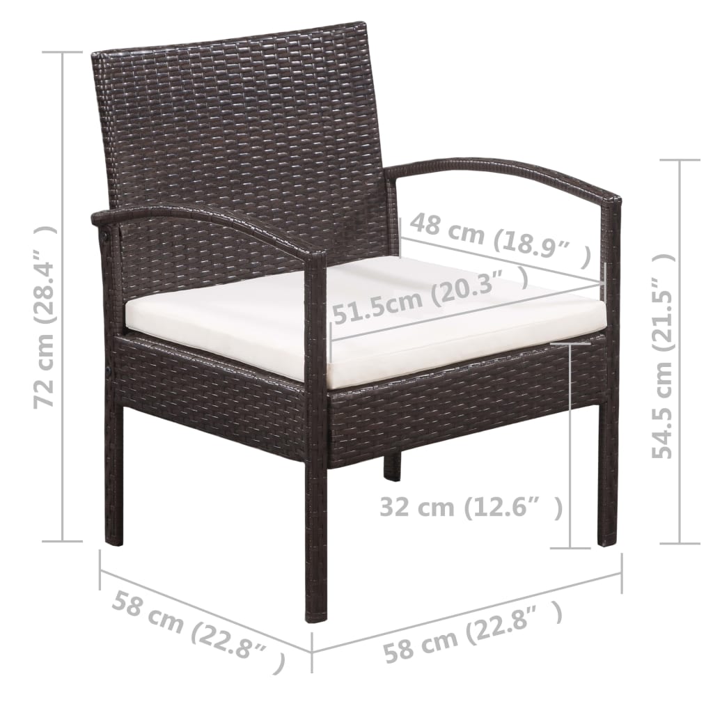 Set Divani da Giardino 5 pz con Cuscini in Polyrattan Marrone | homemem39