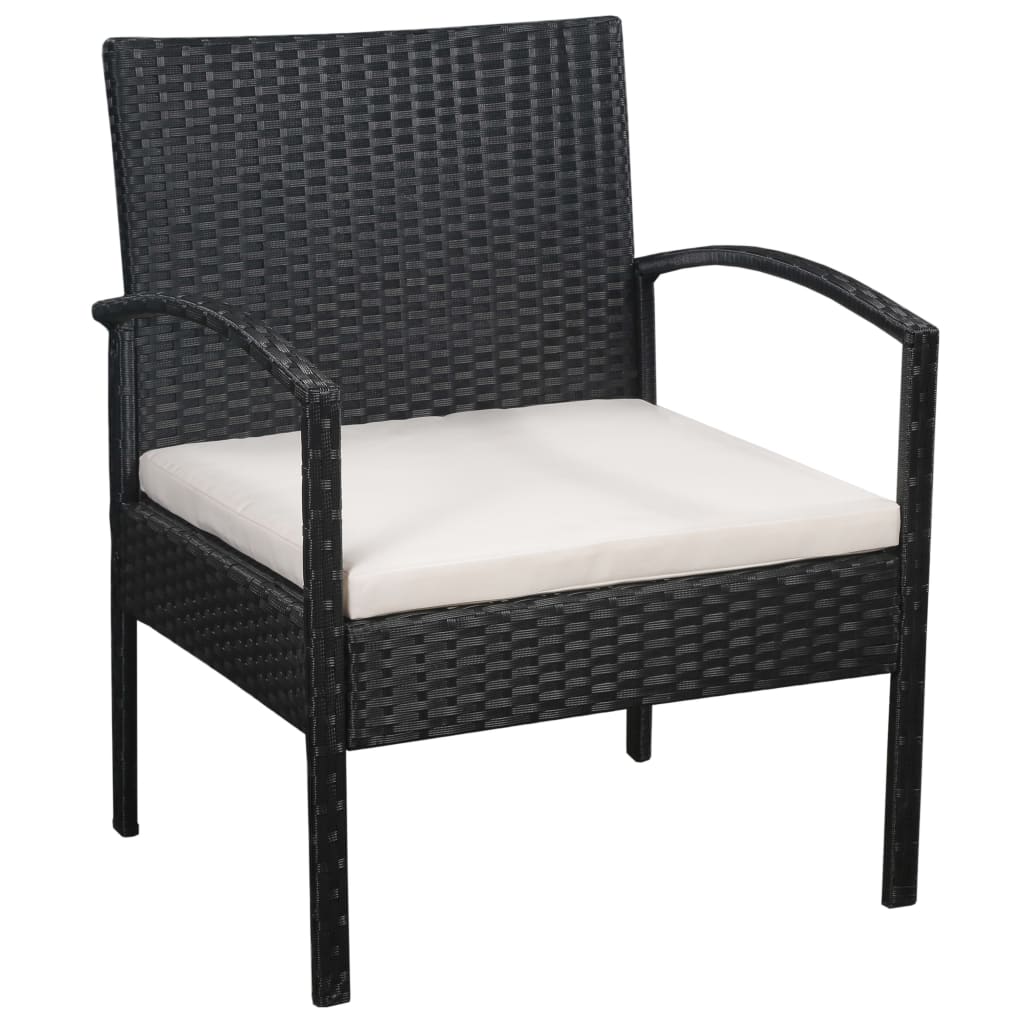 Set Divani da Giardino 5 pz con Cuscini in Polyrattan Nero | homemem39