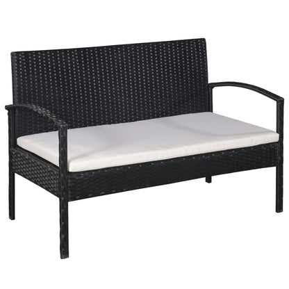 Set Divani da Giardino 5 pz con Cuscini in Polyrattan Nero | homemem39