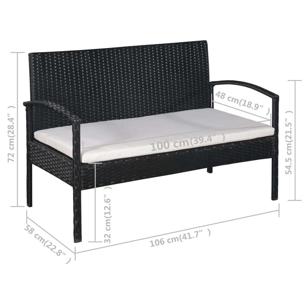 Set Divani da Giardino 5 pz con Cuscini in Polyrattan Nero | homemem39
