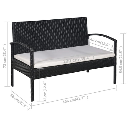 Set Divani da Giardino 5 pz con Cuscini in Polyrattan Nero | homemem39