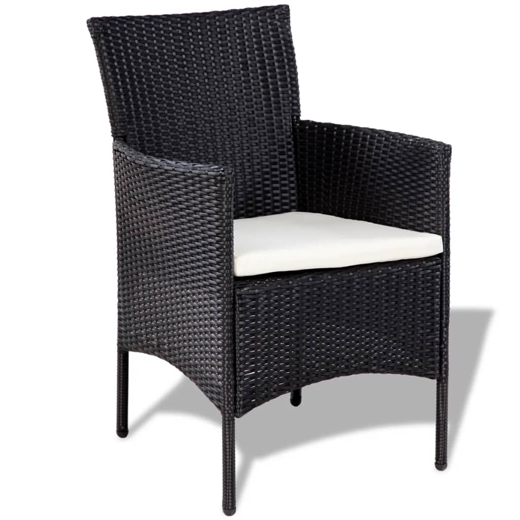 Set Divani da Giardino 4 pz con Cuscini in Polyrattan Nero | homemem39