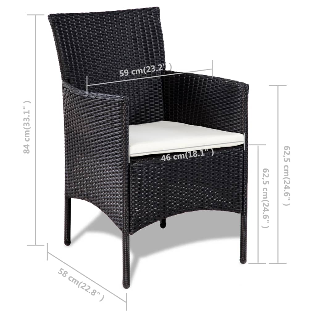 Set Divani da Giardino 4 pz con Cuscini in Polyrattan Nero | homemem39