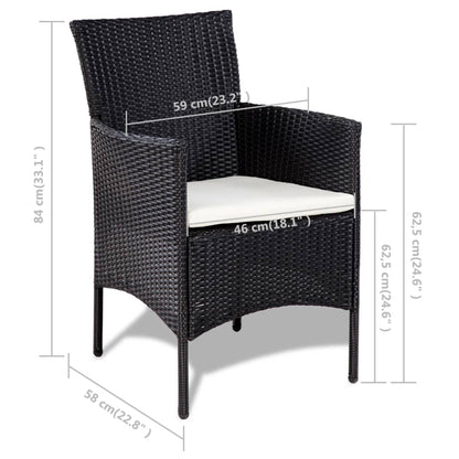 Set Divani da Giardino 4 pz con Cuscini in Polyrattan Nero | homemem39