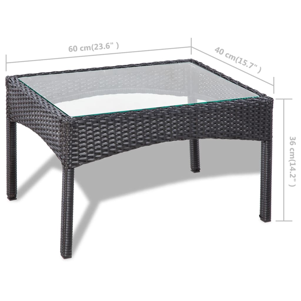 Set Divani da Giardino 4 pz con Cuscini in Polyrattan Nero | homemem39