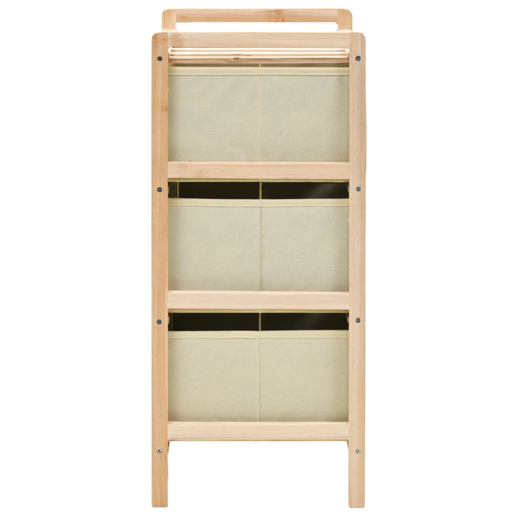 Scaffale con 3 Cesti in Tessuto in Legno di Cedro Beige | homemem39