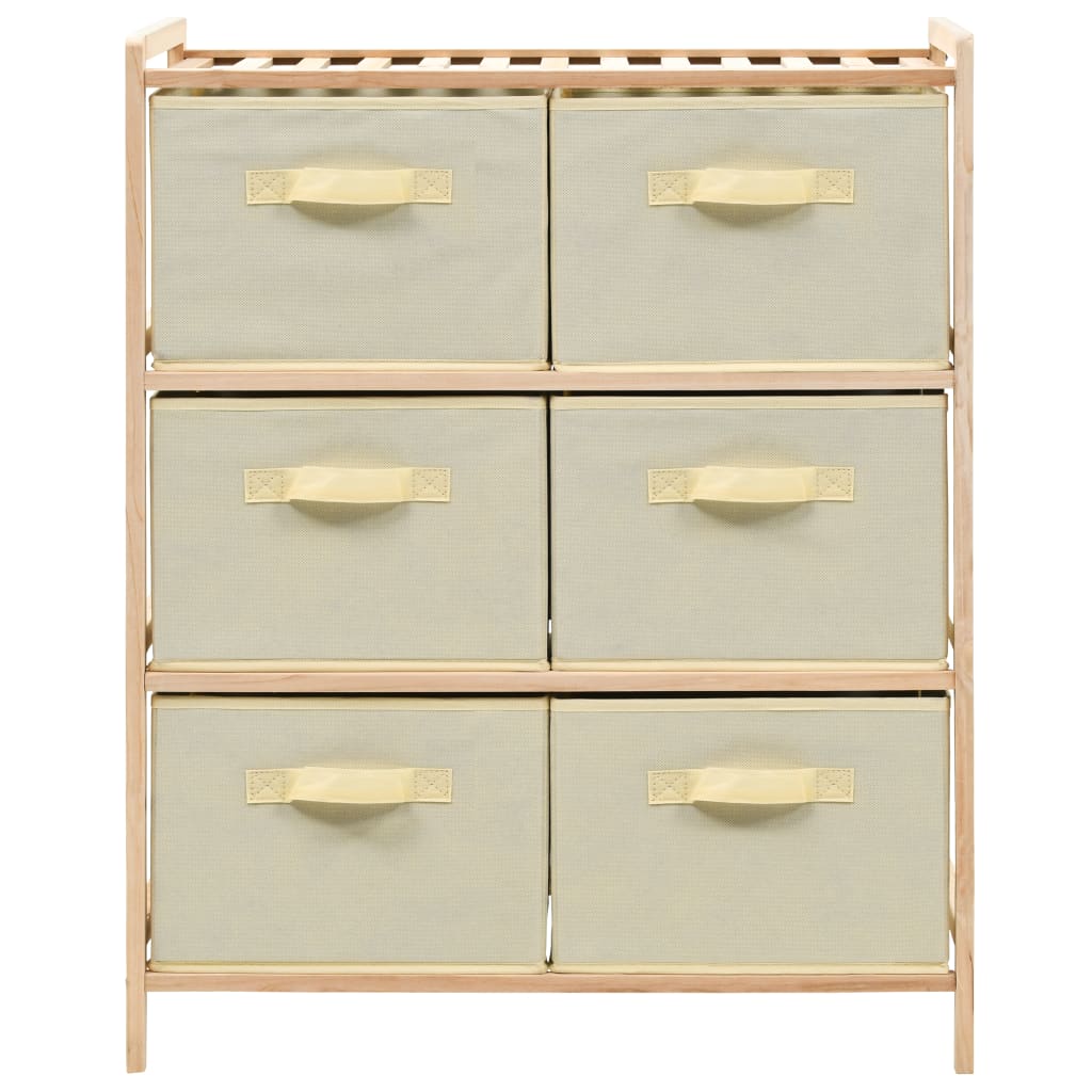 Scaffale con 6 Cesti in Tessuto in Legno di Cedro Beige | homemem39