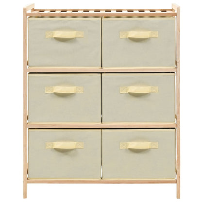 Scaffale con 6 Cesti in Tessuto in Legno di Cedro Beige | homemem39