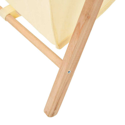 Portabiancheria in Legno di Cedro e Tessuto Beige 42x41x64 cm