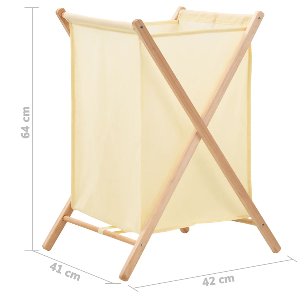 Portabiancheria in Legno di Cedro e Tessuto Beige 42x41x64 cm | homemem39