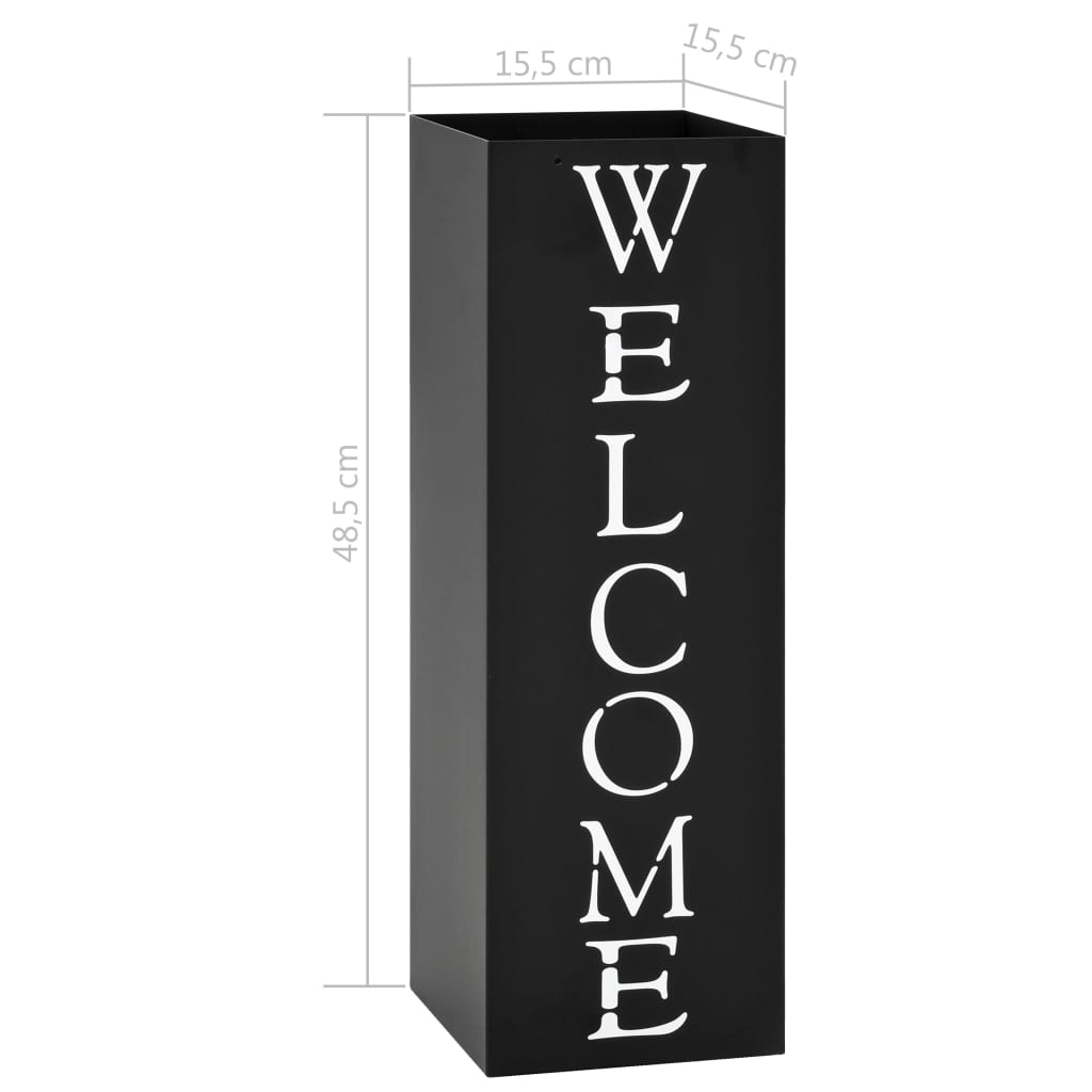 Porta Ombrelli Welcome in Acciaio Nero - homemem39