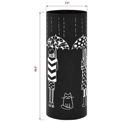 Porta Ombrelli con Disegni di Ragazze in Acciaio Nero