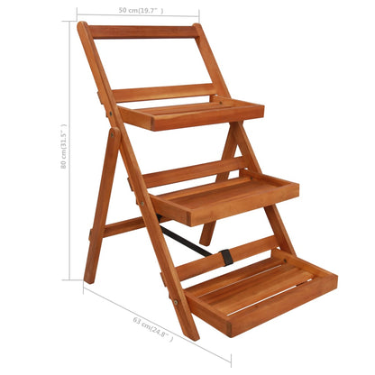 Piedistallo per Piante a 3 Livelli 50x63x80cm Massello d'Acacia | homemem39