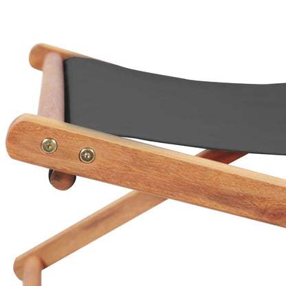 Sdraio da Spiaggia Pieghevole Telaio in Legno e Tessuto Grigio - homemem39