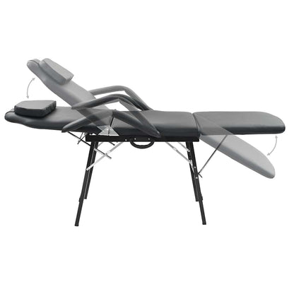 Lettino da Massaggio Portatile in Similpelle 185x78x76 cm Nero | homemem39