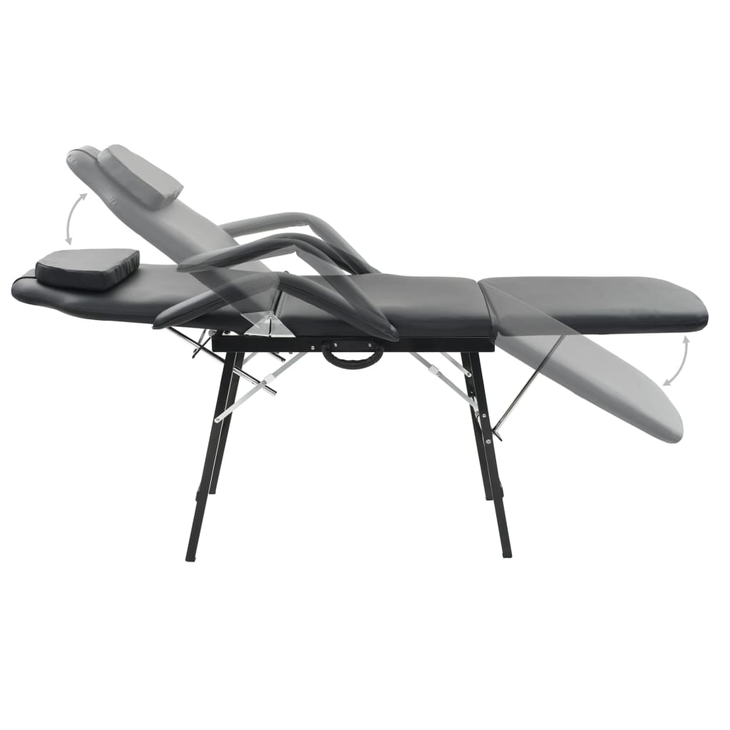 Lettino da Massaggio Portatile in Similpelle 185x78x76 cm Nero - homemem39