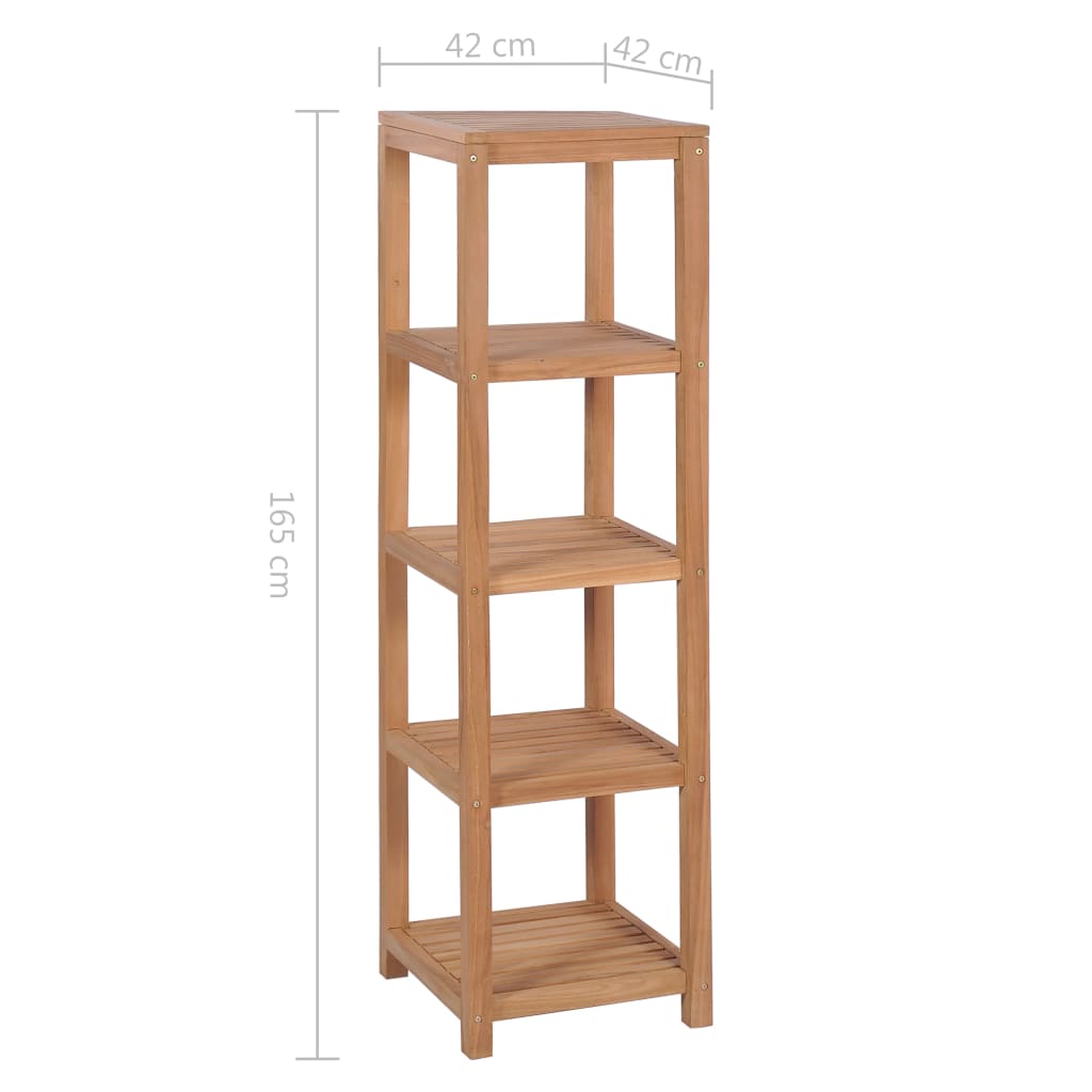 Scaffale per Bagno a 4 Ripiani in Massello di Teak 42x42x165cm