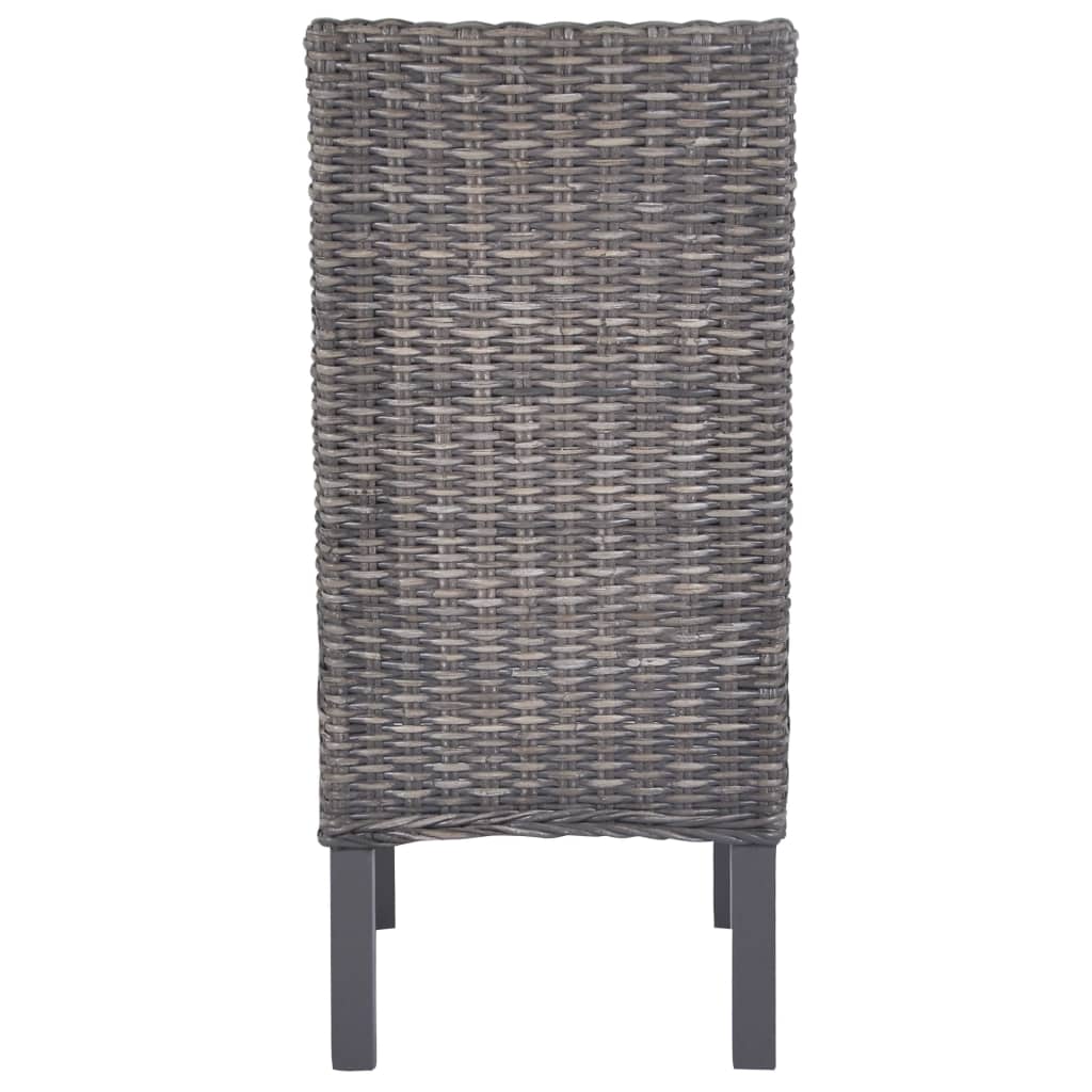 Sedie da Pranzo 2 pz Marroni in Rattan Kubu e Legno di Mogano | homemem39