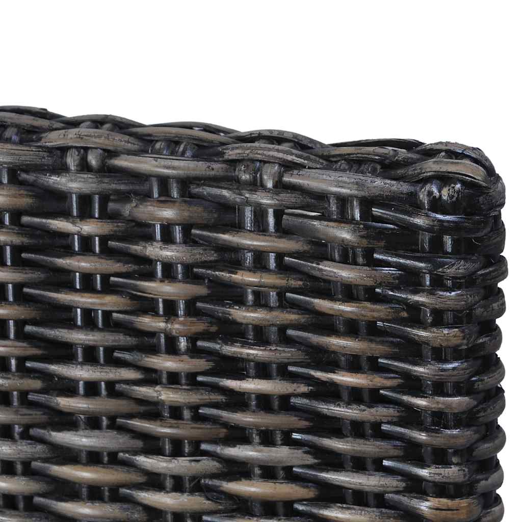 Sedie da Pranzo 2 pz Nere in Rattan Kubu e Legno di Mogano