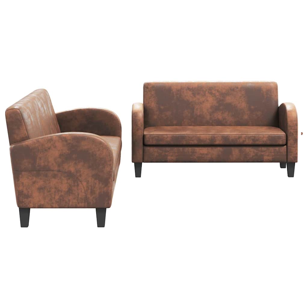 Set Divani 2 pz in Camoscio Artificiale Marrone - homemem39