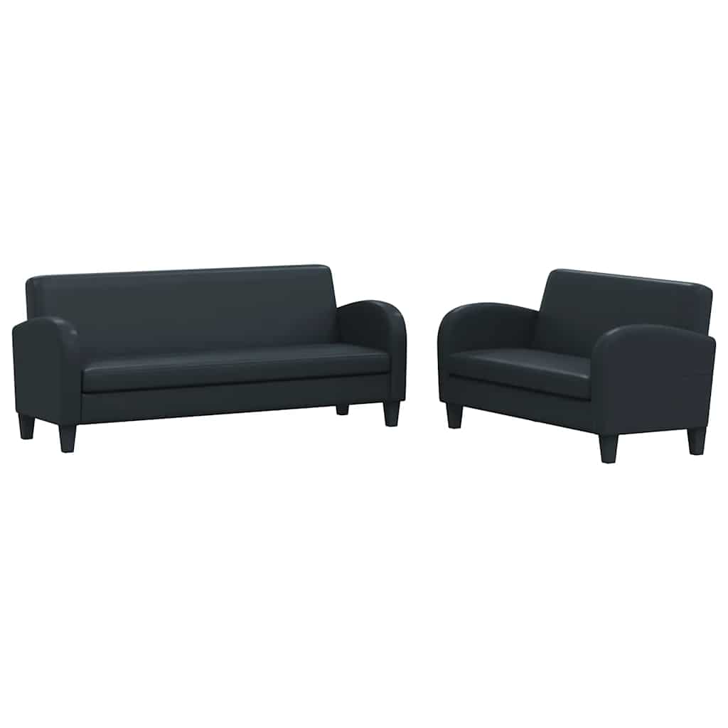 Set Divani 2 pz in Similpelle Nero | homemem39