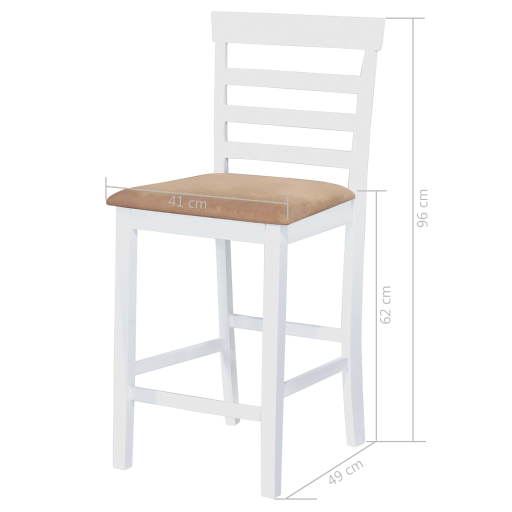Set Tavolo e Sedie da Bar 3 pz Legno Massello Marrone e Bianco - homemem39
