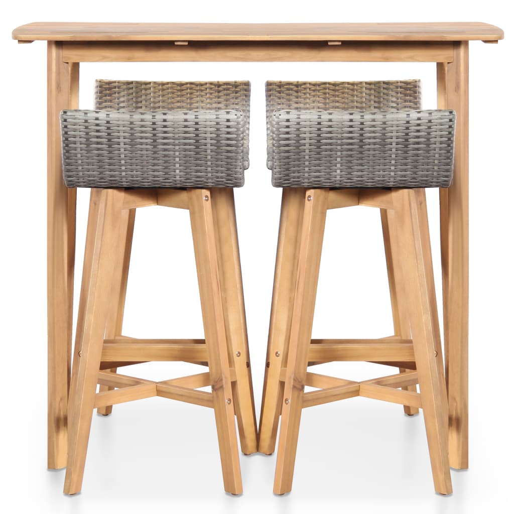Set da Pranzo da Giardino 5 pz in Legno Massello di Acacia | homemem39
