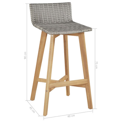 Sgabelli da Bar 2 pz in Legno Massello di Acacia | homemem39