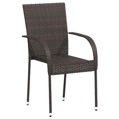 Sedie da Esterno Impilabili 2 pz in Polyrattan Marrone | homemem39