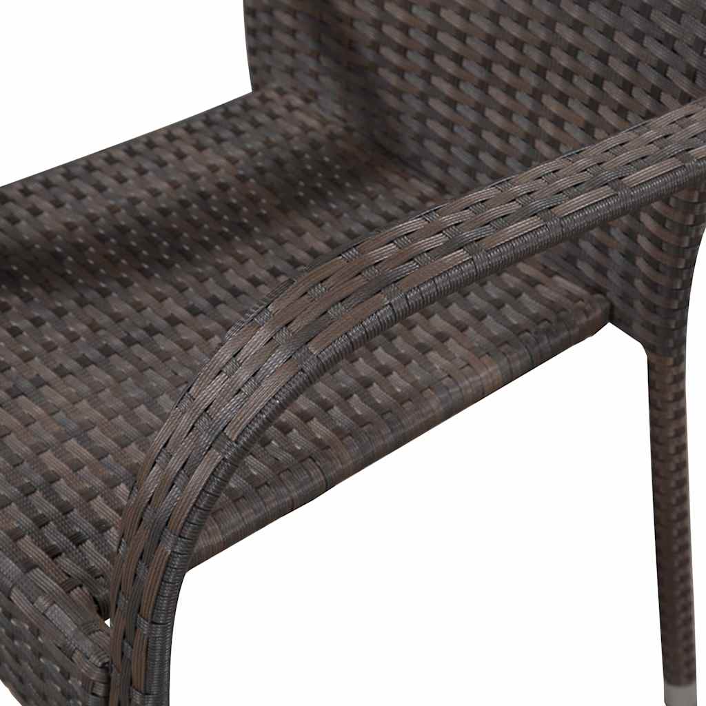 Sedie da Esterno Impilabili 2 pz in Polyrattan Marrone | homemem39