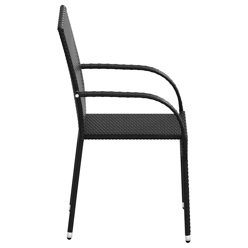 Sedie da Esterno Impilabili 2 pz in Polyrattan Nere