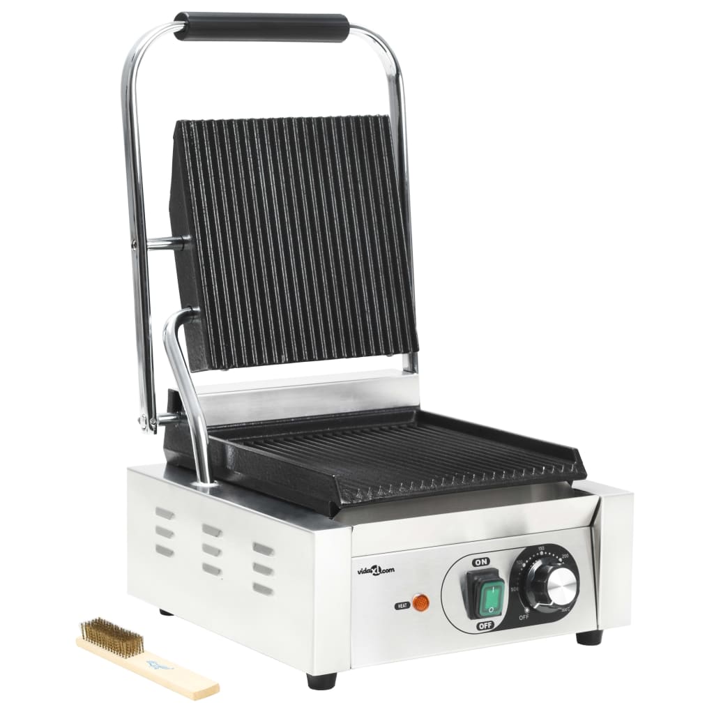 Griglia per Panini Scanalata in Acciaio Inox 1800W 31x30,5x20cm - homemem39