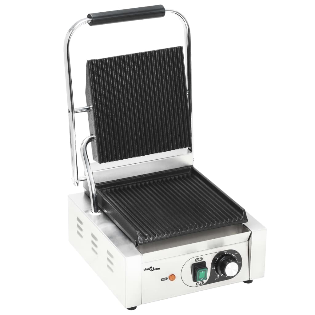 Griglia per Panini Scanalata in Acciaio Inox 1800W 31x30,5x20cm - homemem39