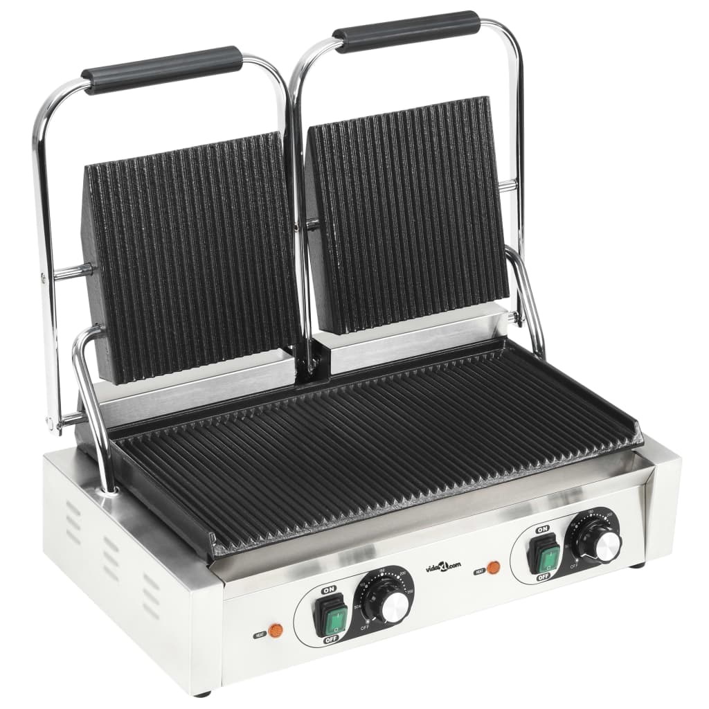 Doppia Griglia per Panini Scanalata 3600 W 57x30,5x20 cm - homemem39