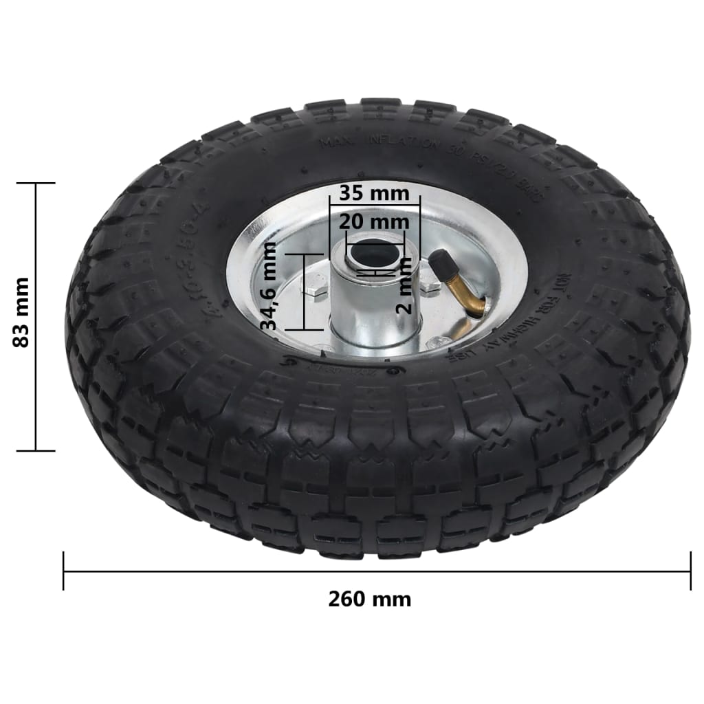 Ruote Carrello a Mano 2 pz in Gomma 4.10/3.50-4 (260x83) | homemem39