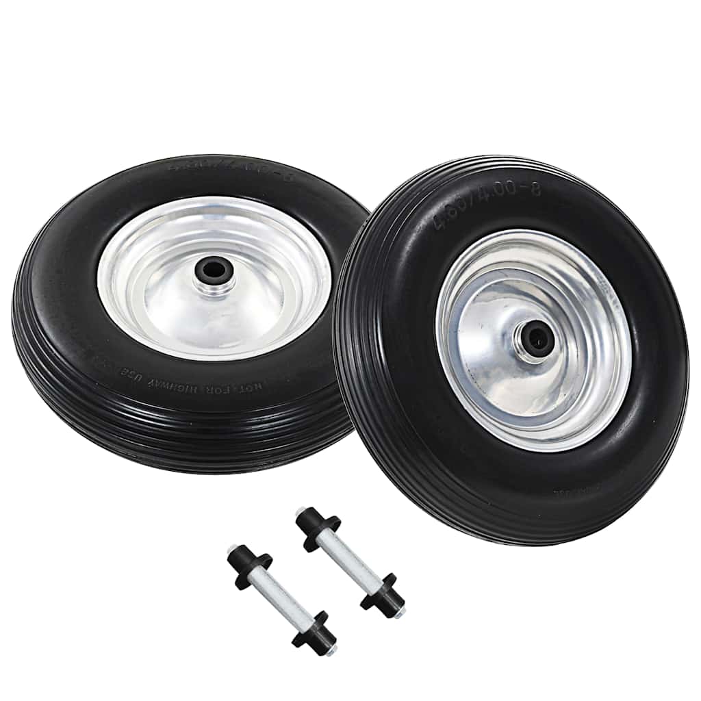 Ruote per Carriola 2 pz con Asse in PU Solido 4.00-8 390 mm | homemem39