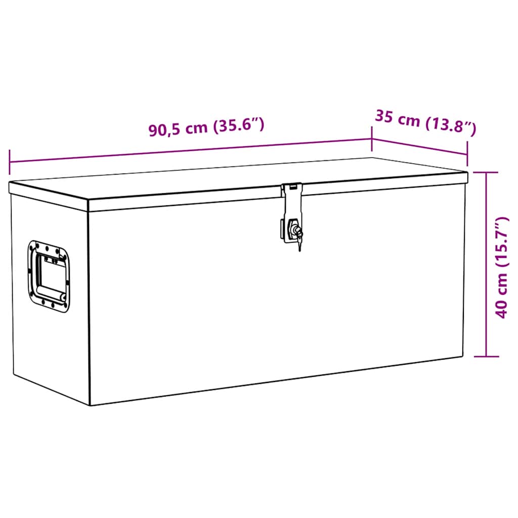 Cassetta in Alluminio 90,5x35x40 cm Argento | homemem39