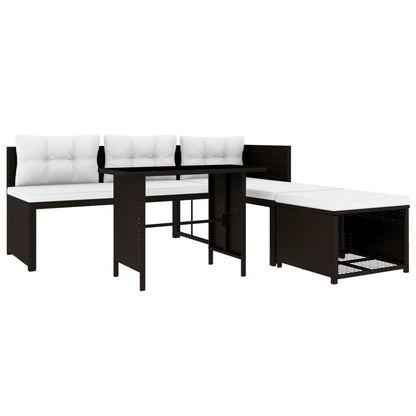Set Divani da Giardino 4 pz in Polyrattan Marrone - homemem39