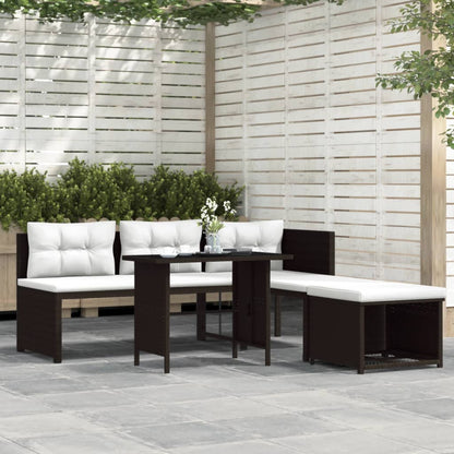 Set Divani da Giardino 4 pz in Polyrattan Marrone - homemem39