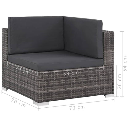Set Divani da Giardino 8 pz con Cuscini in Polyrattan Grigio - homemem39