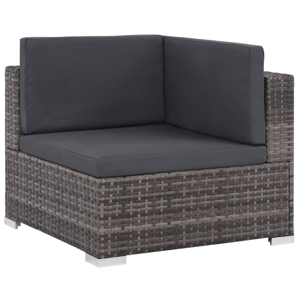Set Divani da Giardino 6 pz con Cuscini in Polyrattan Grigio - homemem39