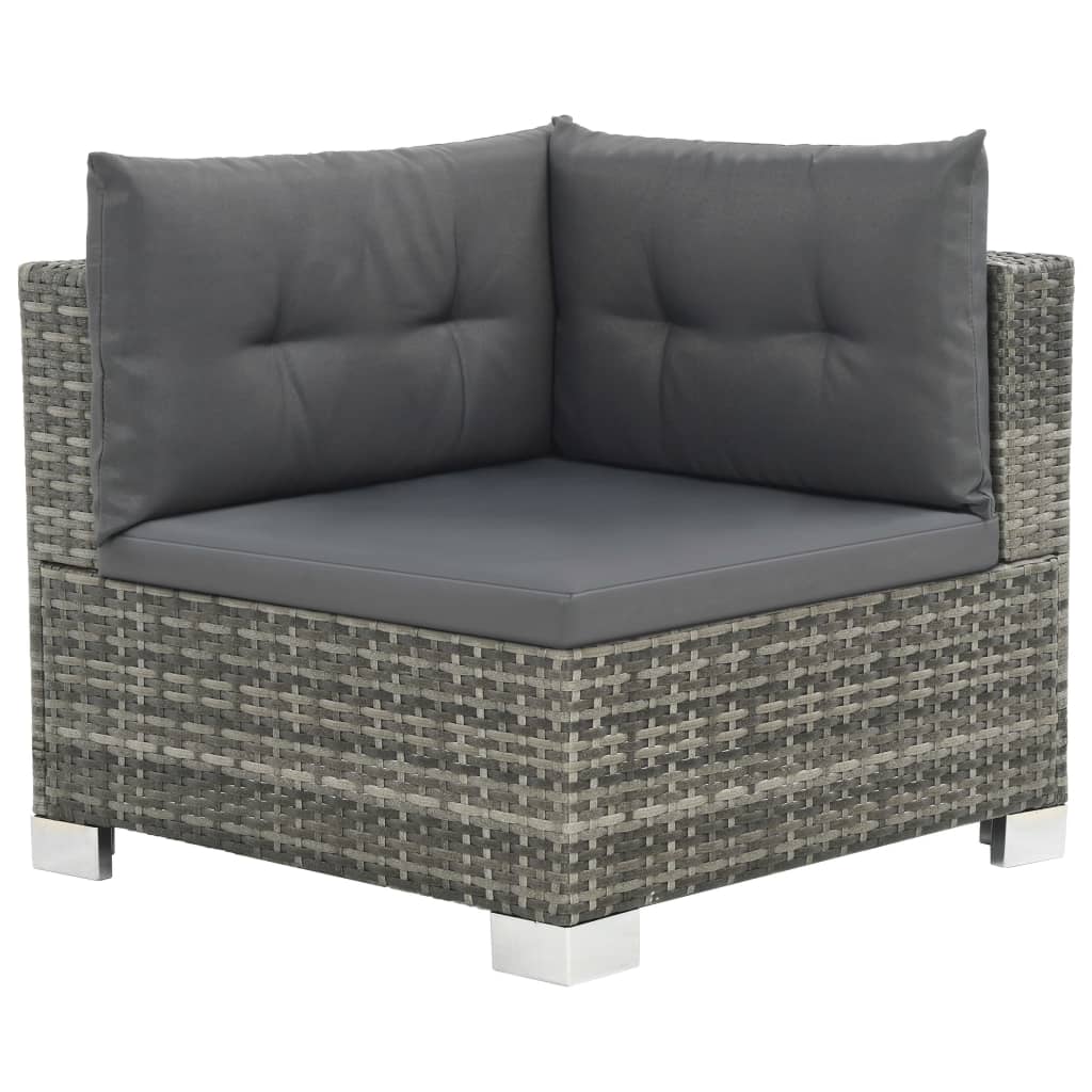 Set Divani da Giardino 10 pz con Cuscini in Polyrattan Grigio | homemem39
