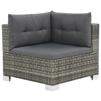 Set Divani da Giardino 10 pz con Cuscini in Polyrattan Grigio | homemem39