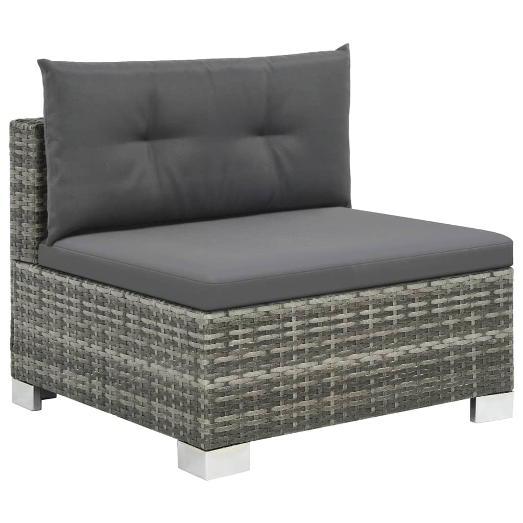 Set Divani da Giardino 10 pz con Cuscini in Polyrattan Grigio | homemem39