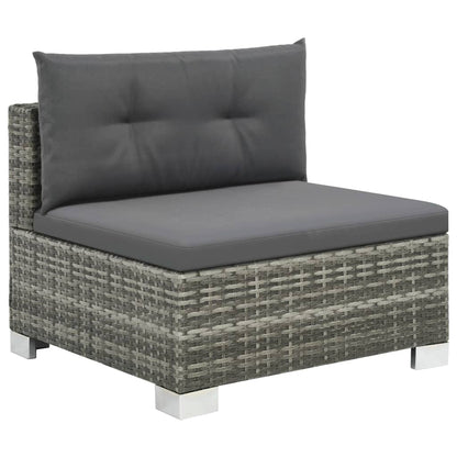 Set Divani da Giardino 10 pz con Cuscini in Polyrattan Grigio | homemem39