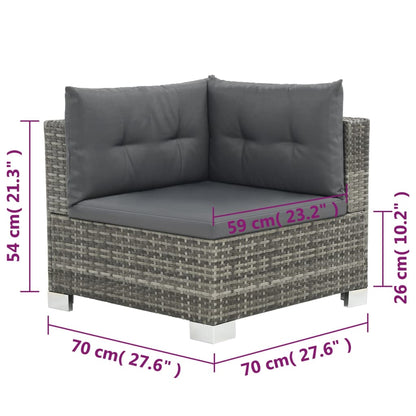 Set Divani da Giardino 10 pz con Cuscini in Polyrattan Grigio | homemem39