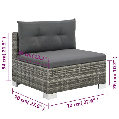 Set Divani da Giardino 10 pz con Cuscini in Polyrattan Grigio | homemem39