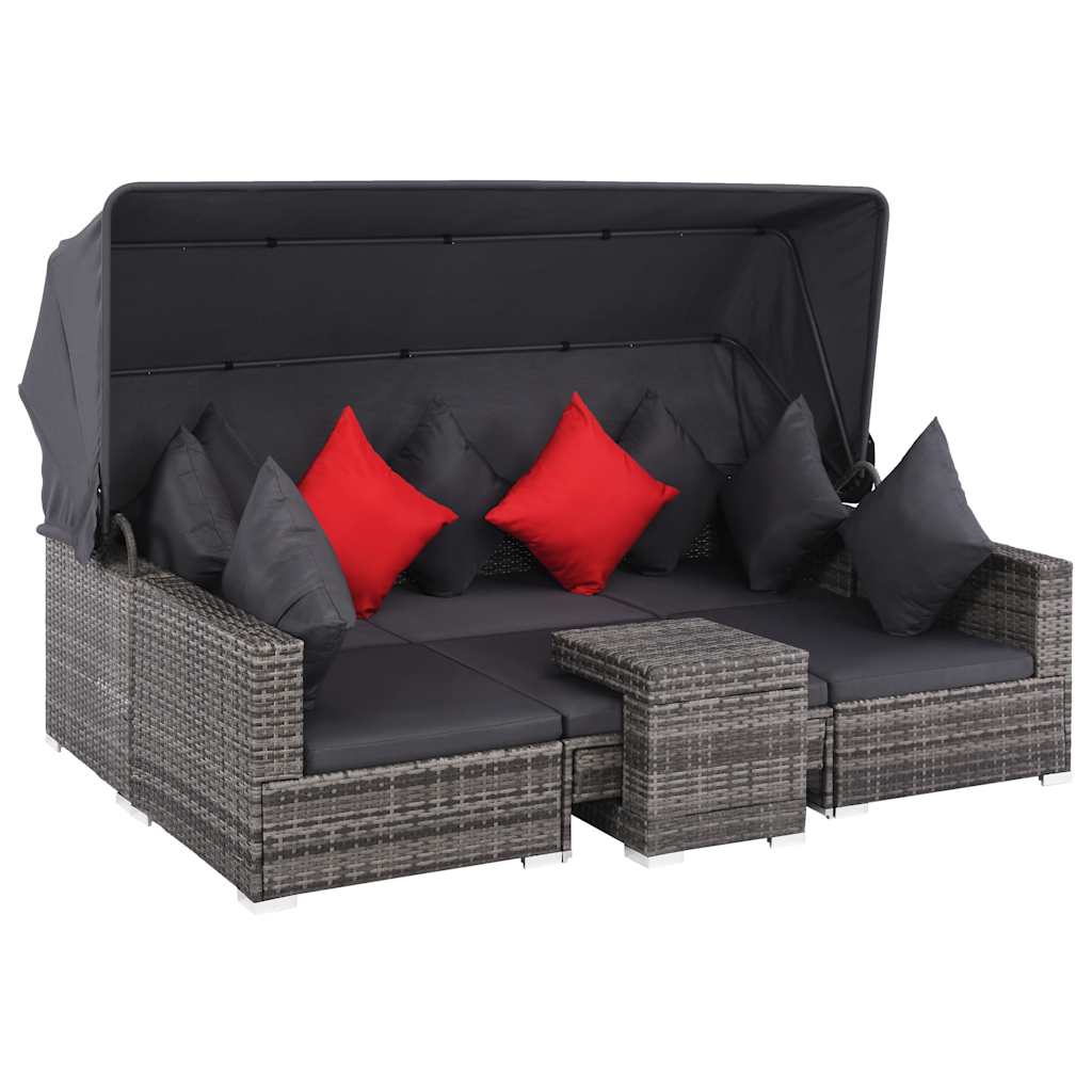 Set Divani da Giardino 7 pz con Cuscini in Polyrattan Grigio | homemem39